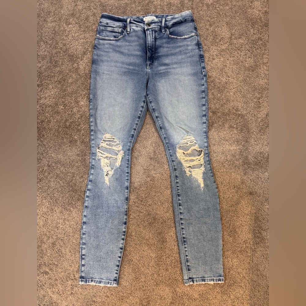 Good American Light Blue Distressed Skinny Jeans